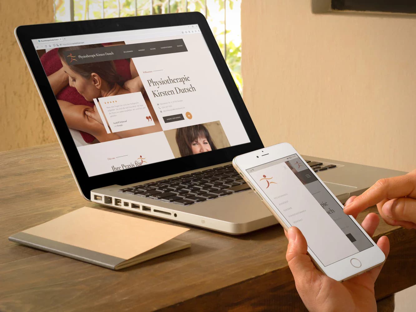 Responsive Website von Physiotherapie Dutsch auf Laptop und Smartphone