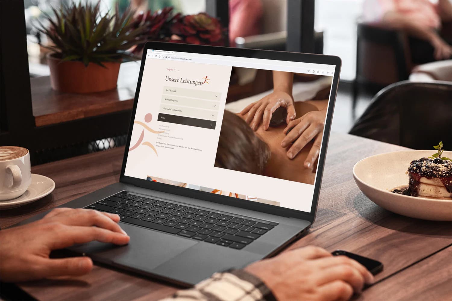 Detailseite einer Leistung auf der Desktop-Website von Physiotherapie Dutsch
