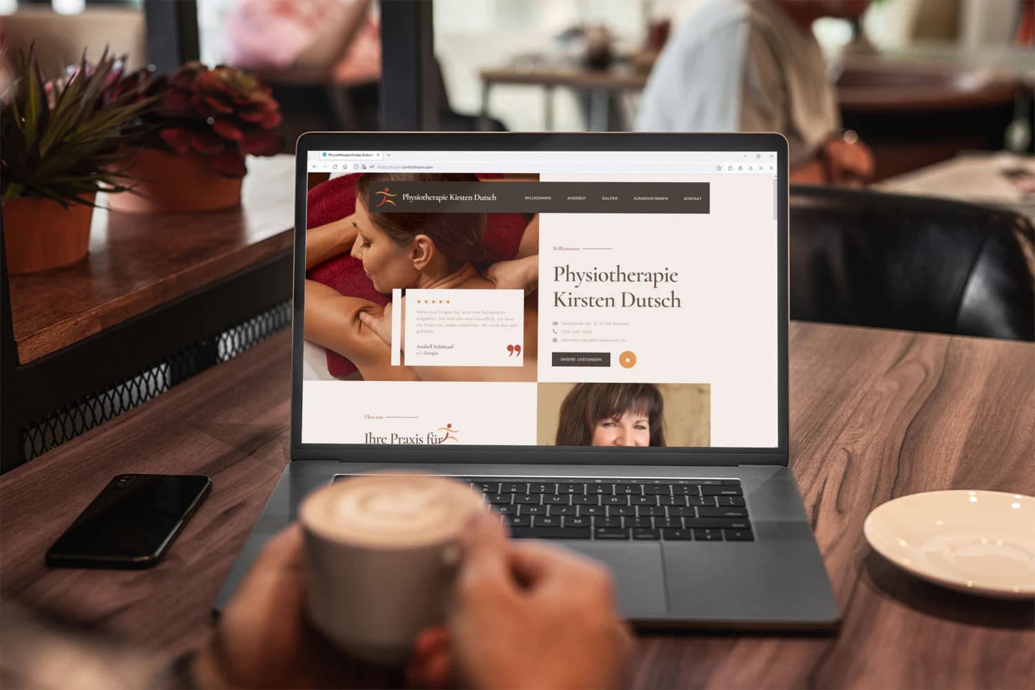 Startseite der Desktop-Website von Physiotherapie Dutsch