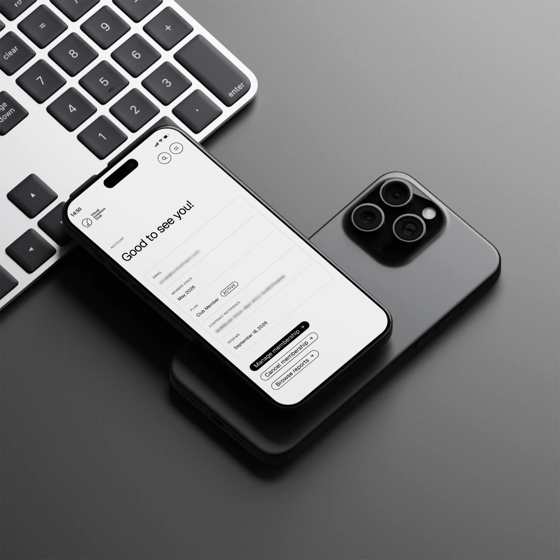Nutzerkonto von Visual Investors Club auf einem Smartphone