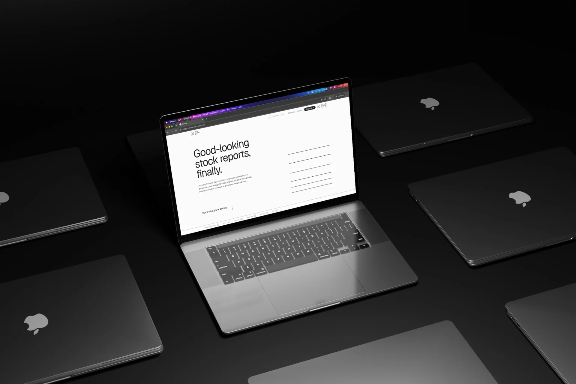 Kopfbereich der Startseite von Visual Investors Club auf einem Laptop