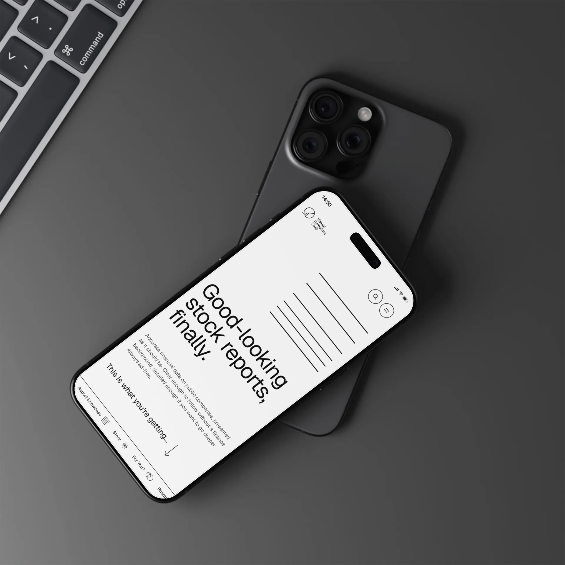 Kopfbereich der Startseite von Visual Investors Club auf einem Smartphone